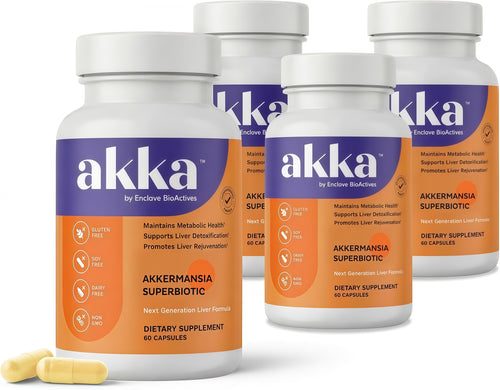 AKKA - Akkermansia Probiotic Liver Cleanse Detox & Repair - Liver Health Supplement for Energy, Digestion & Metabolism with Akkermansia Muciniphila Superbiotics, Non-GMO, Gluten-Free, 4-Pack